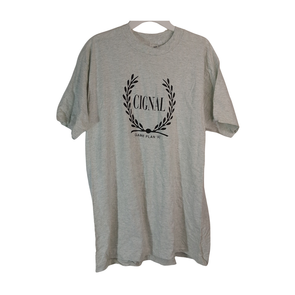 Vintage Single Stitch Merry Go Round Cignal Game Plan 1992 Gray T- Shirt XL